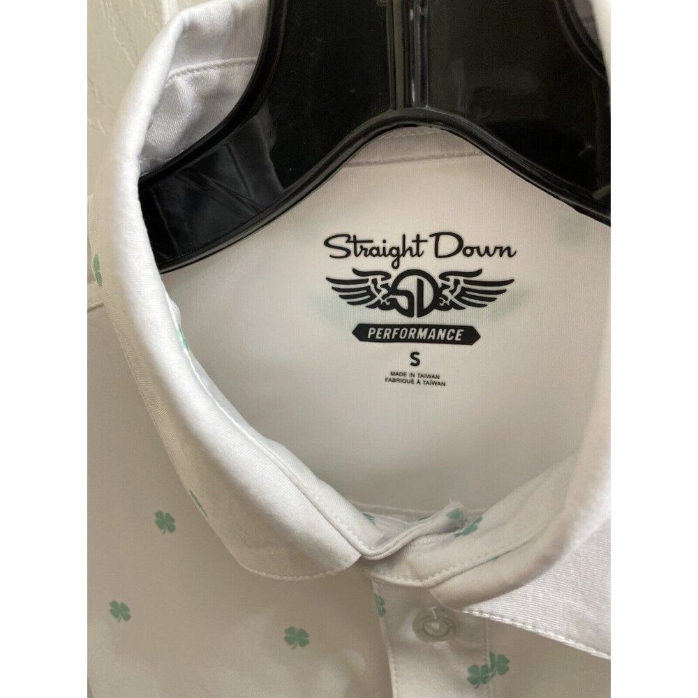 Straight Down Performance Golf Polo Shamrocks Print Men Size Small Duck Hunt - Picture 7 of 12